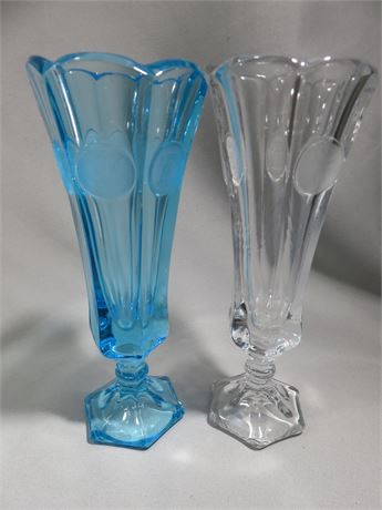 FOSTORIA Footed Coin Glass Vases