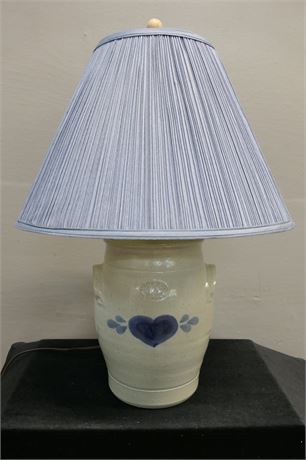 Pinewood Valley Ceramic Crock Blue Heart Lamp