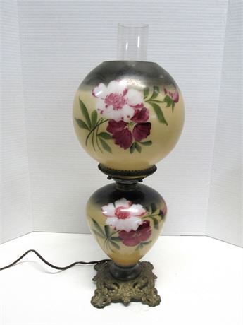 GWTW Hurricane Lamp Vintage Floral Cone With The Wind Lamp