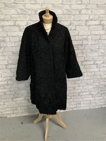 LOVELY Black CURLY LAMB Coat