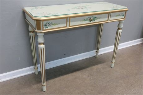 French Provincial Console Table / Desk with Carved French Fluted Legs