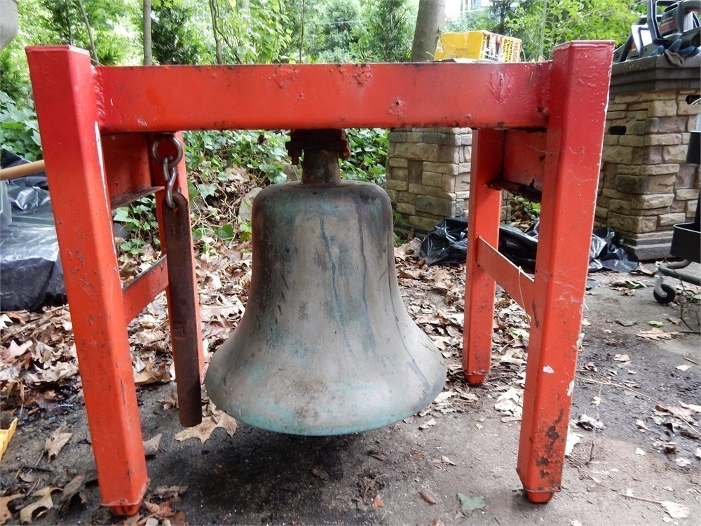 Transitional Design Online Auctions - Antique Church Bell   Mounted