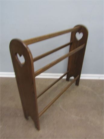 Hand Crafted Wooden Quilt Rack, with Heart Design