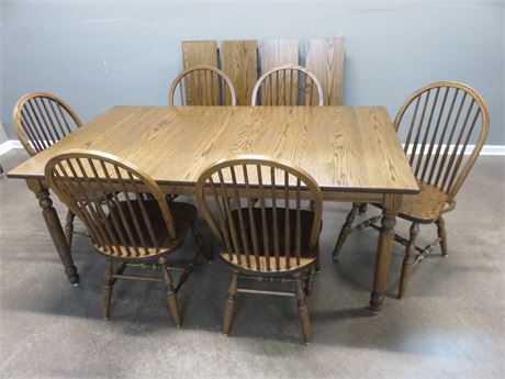 Oak Farmhouse Dining Table Set