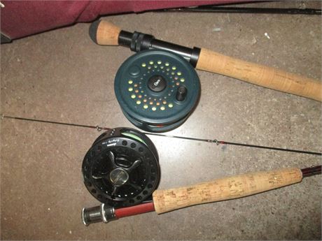 Set of two Orvis, Okuma Fishing Rods and Reels in Hard "Umpoua" carrying case