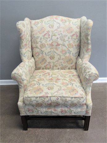 Wing-back Occasional Chair with Floral Fabric
