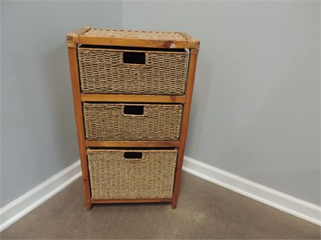 Open Sided Natural Bamboo Storage Cabinet