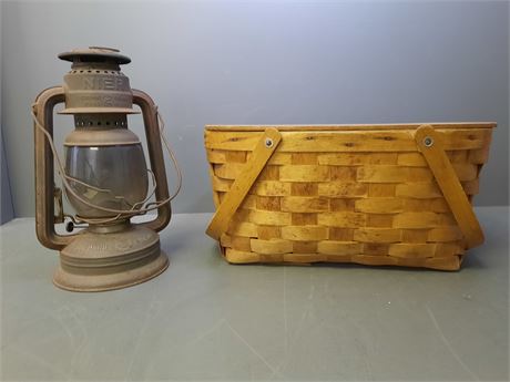 Vintage Basket & Lantern