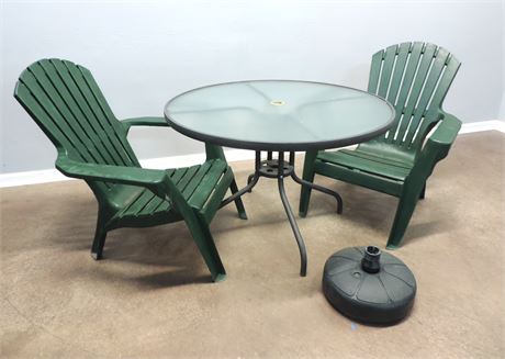 Patio / Sunroom Metal Table / Adirondack Chairs