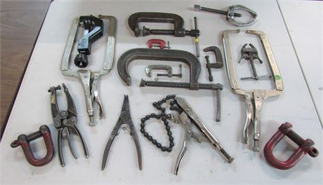 15 Piece Clamp/Pliers Gear Puller Tool Lot