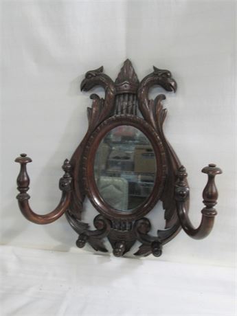 Antique Carved Mirror/Hat/Coat Rack
