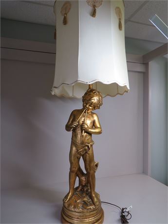 Auguste Moreau Style French Gilt Figural Lamp