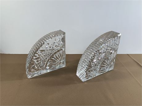 Illusions by Samobor Lead Crystal Fan Shaped Crystal Bookends