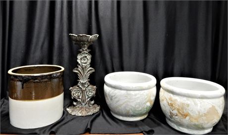 Large Candle Holder and Decorative Ceramic Pots