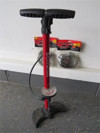 SCHWINN Bicycle Tire Pump w/2 Multi-Combo Cable Locks
