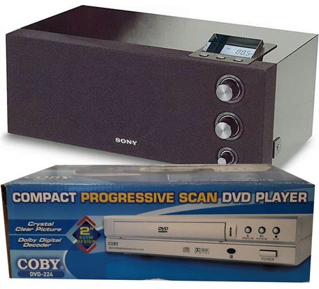 SONY ICF-M1000 Synthesized Radio / COBY DVD-224SS DVD Player