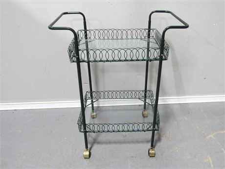 2-Tier Metal Cart with 2 Glass Shelves