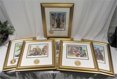 6 Emmett Kelly Signed & Numbered Leighton Jones Framed Prints -Circus Collection