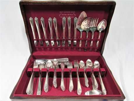 2 Silver-plate Flatware Sets with Wood Case - Wm. A. Rogers & Oneida