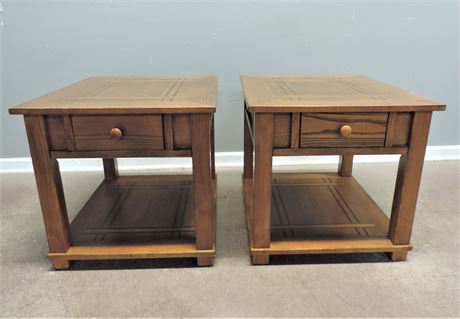 Vintage Wood Side Table Set