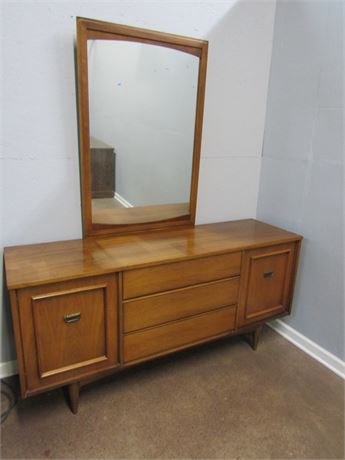 Mid-Century Double Dresser and Mirror