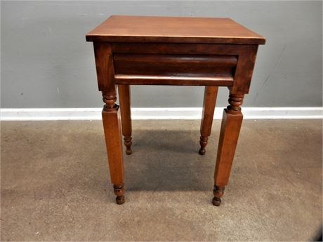 Vintage Wood Side Table with Drawer