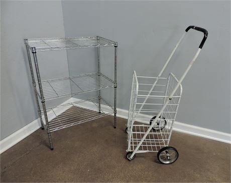 Metal Utility Shelf and Metal Pull Cart