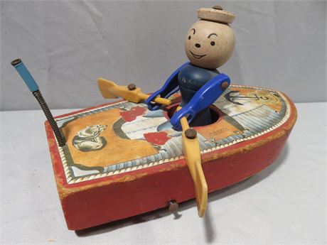 1940s Fisher Price Racing Rowboat Pull Toy