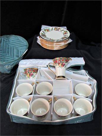Lenox Dimensions Collection Holiday Tartan Luncheon/Dessert Set with Storage