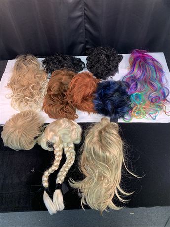 Lot of 9 Colored Wigs