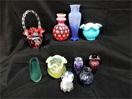 Four Collectible Fenton Glass Vases, and More