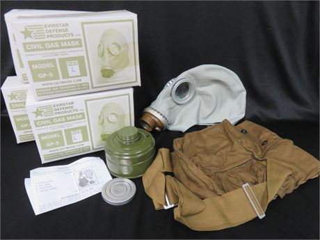 Lot of 4 EVIRSTAR GP-5 Civil Gas Mask Kits - SIZE L