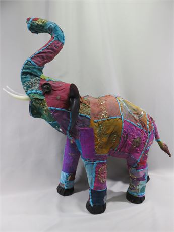 Handmade Sari Quilted Patchwork Elephant Figure
