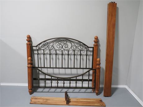 Queen Poster Bed Iron Scroll Gate Style