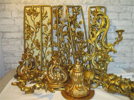 12 pc. Syracuse Ornamental Company Syroco Gold Wall Art and Plaques