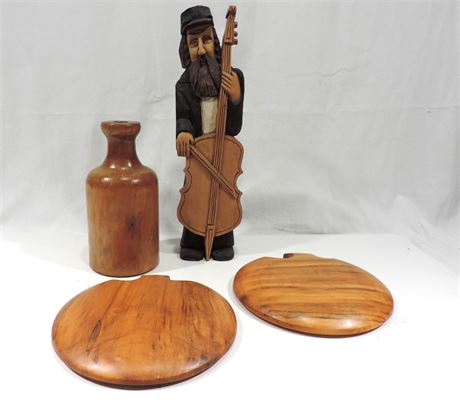 L. SZENFELD Carved Wood Musician / Tom Miller Bowls