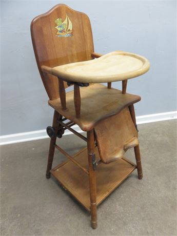 Vintage Wooden HIgh Chair / Activity Table