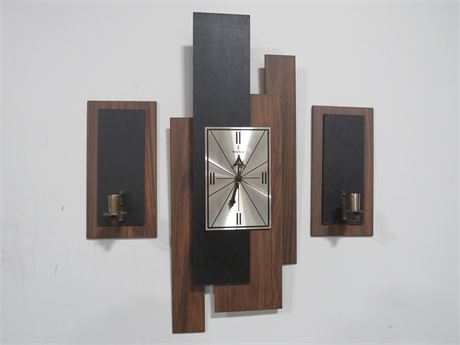 Mid-Century Verichron Wall Clock / Candle Sconce Set