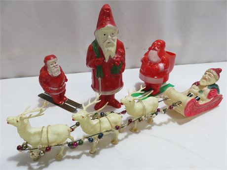 Vintage Irwin Celluloid Santa Claus Figurines
