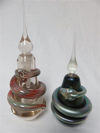 1986-87 ABELMAN STUDIO Art Glass Signed Perfume Bottles