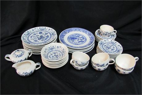 46 Piece Blue and White China Lot - Blue Willow and Blue Onion