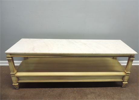 Solid Wood Coffee Table / Marble Top
