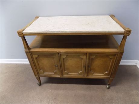 Mid-Century Marble Top Serving Table