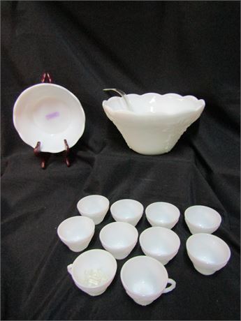 Milk-Glass Punch Bowl Set