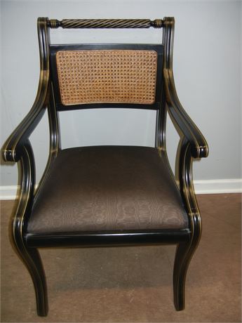 Italian Accent Chair, Decorative Gold Trim and Ornate Wood Base