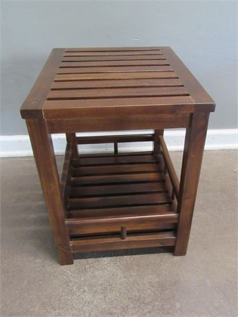 Small Wood Slat Side Table