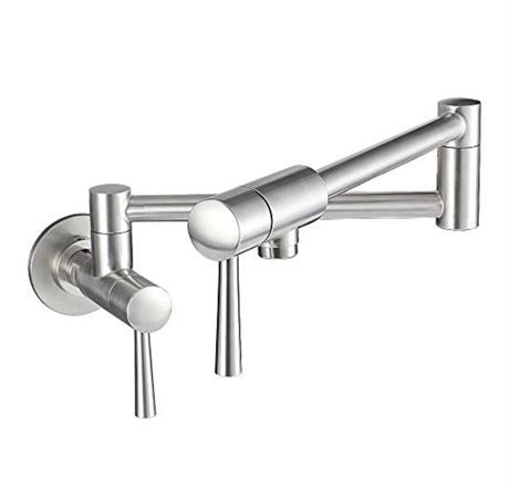 Wall Mounted Pot Filler Faucet in a brushed silver finish by Imlezon