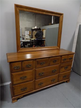 Unique Oak Dresser & Mirror