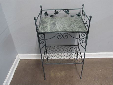 Small Metal Side Table with Marble Top