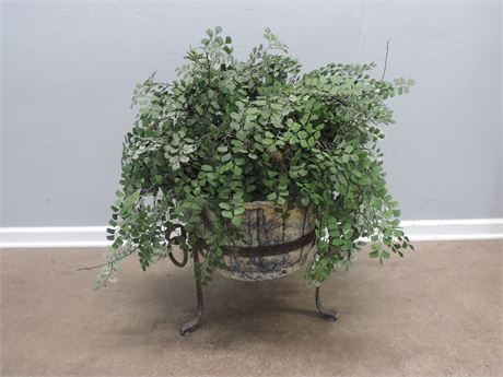 Large Artificial Plant in Cement Pot